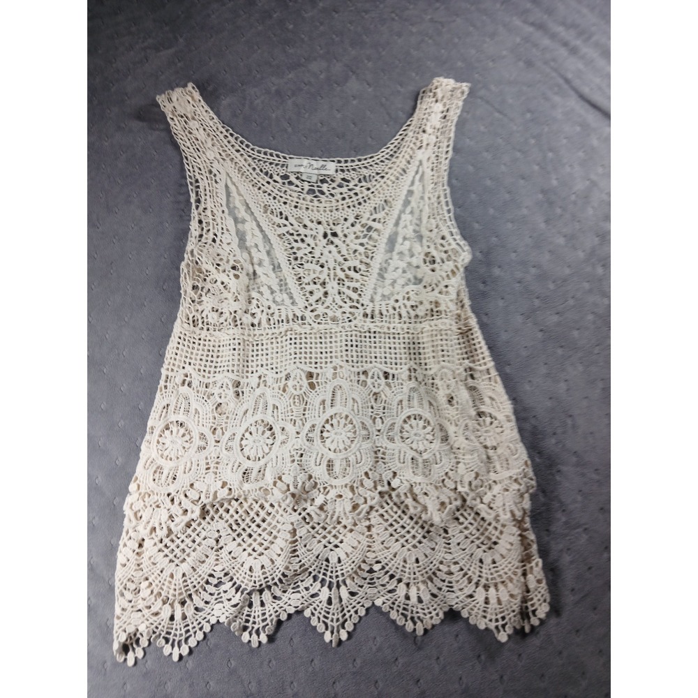 Simply Noelle - Layered Open Knit Lace Top S/M. WesternFestival. Fairy Core Boho - Picture 1 of 7